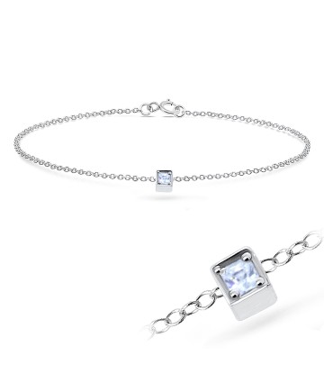 CZ Stone in Box Silver Bracelet BRS-260